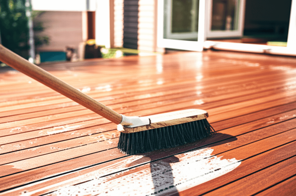 Professional deck cleaning in progress in Auckland