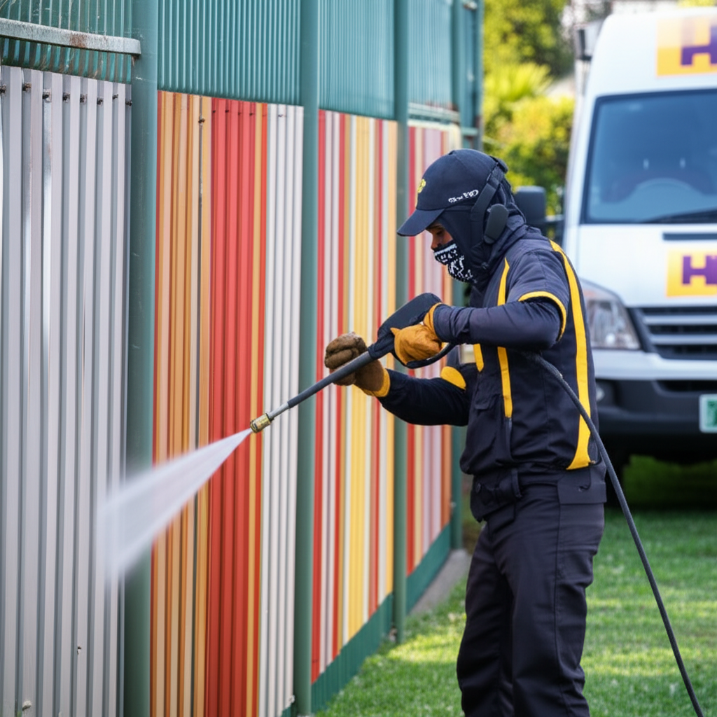 Professional pressure washing colorbond fence cleaning service in Auckland