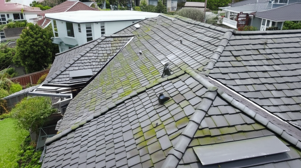Auckland house roof with moss growth requiring professional treatment